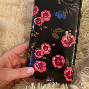 NWOT!!! Kate Spade Black Wallet with Pink and Blue Floral Design